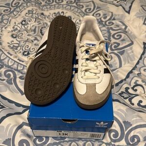 Adidas Kids Samba OG White and Blue Shoes